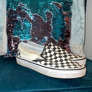 Vans checkered slip ons